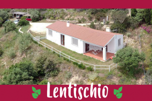 Casa di vacanze bianca “Lentischio”, vista dall’alto. È situata nell’agriturismo “La Valletta”, in Sardegna del nord.
